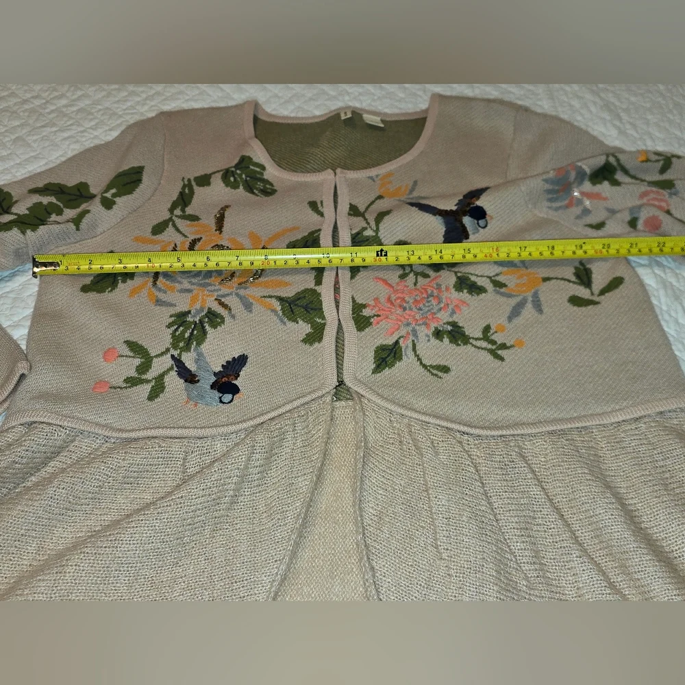 Antropologie Moth Winged Wonder Cardigan Peplum Sweater Women's Size Large - Picture 10 of 13